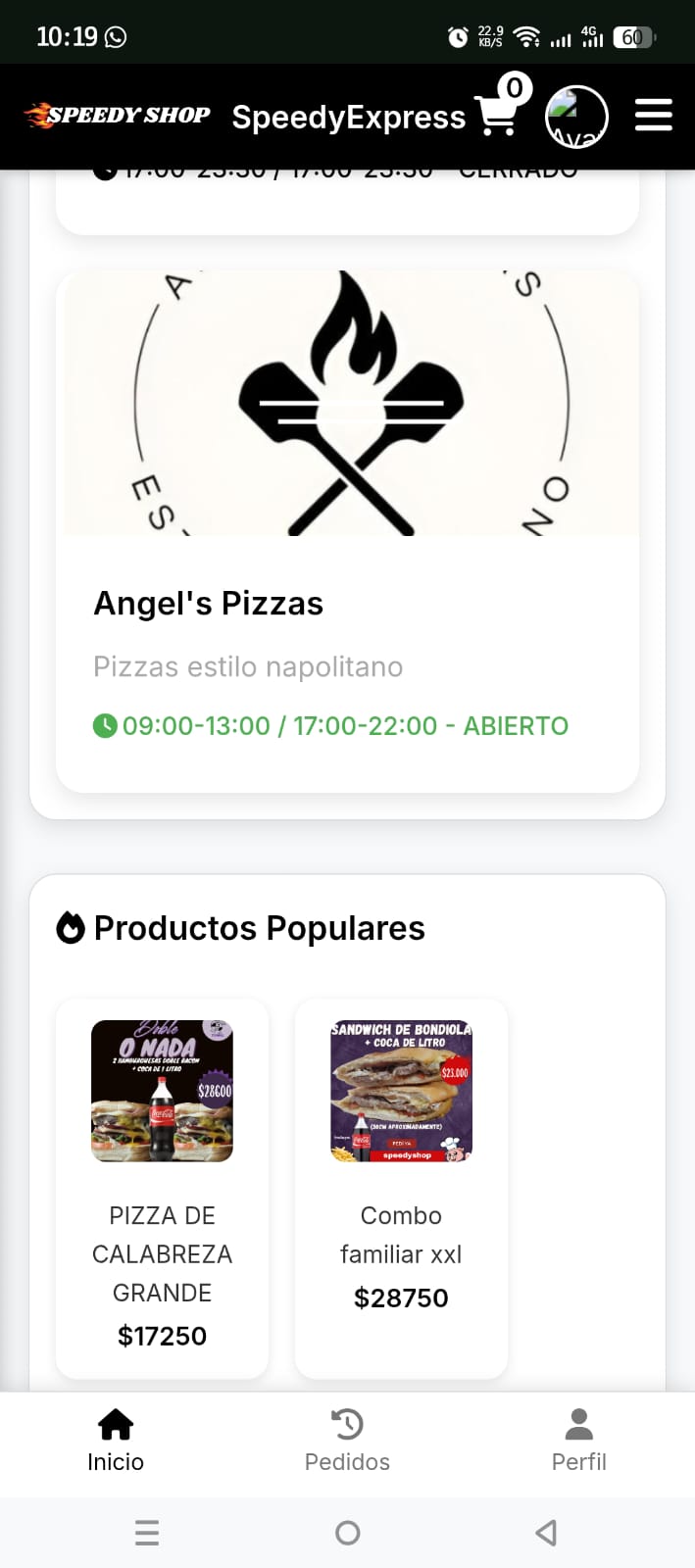 Vista previa app SpeedyShop